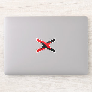 Rot-Schwarze-Einheit Buchstabe X Monogramm Aufkleber