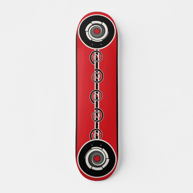 Rot-Schwarze geometrische Spirale Skateboard (Vorne)
