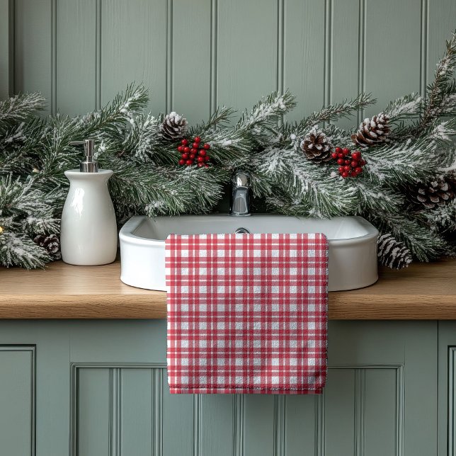 Rot-schwarze Karo-Handtücher als Geschenkidee zum  Badhandtuch Set (Red Black Plaid Towels Housewarming Gift Idea)