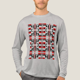 Rot-schwarze kleine Fliesenformen Linien Kunst Des Tri-Blend Shirt