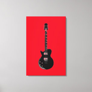 Rot-Schwarze Pop-Art-Elektrogitarre Leinwanddruck