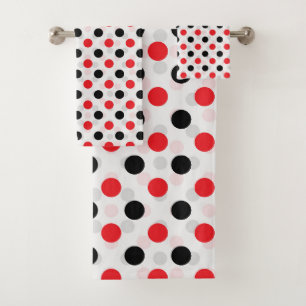 Rot-schwarze Punkte Textilmusterdesign Badhandtuch Set
