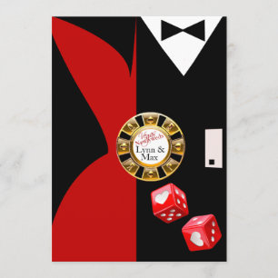 Rot Schwarze Vegas Silvester Hochzeitsfeier Einladung