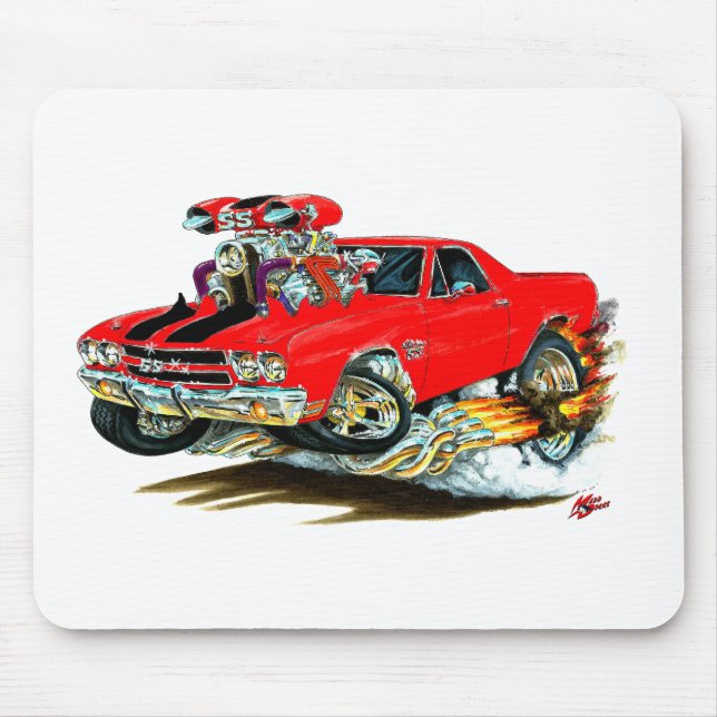 Rot-Schwarzer LKW 1970 EL Camino Mousepad (Vorne)