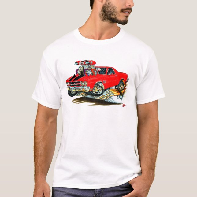 Rot-Schwarzer LKW 1970 EL Camino T-Shirt (Vorderseite)