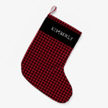 Rot-Schwarzer Tartan-Buffalo-Karo Name Personalisi