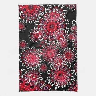 Rot+Schwarzes abstraktes Batik-Kunst-Tee-Tuch Handtuch