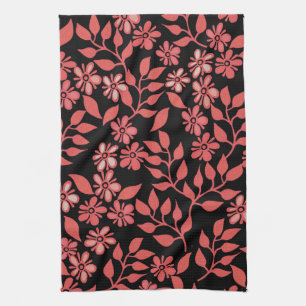 Rot-schwarzes Blumen-Tee-Tuch Geschirrtuch