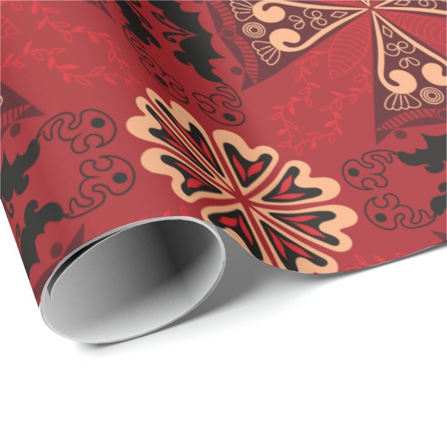 Rot-schwarzes Blumenmuster-Geschenkpapier  Geschenkpapier (Von Creator hochgeladen)