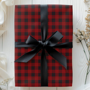 Rot-Schwarzes Buffalo-Karomuster Geschenkpapier
