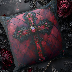 Rot-schwarzes Design mit Kreuz-Wurfkissen Kissen