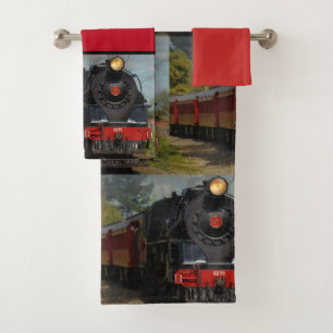 Rot-Schwarzes Eisenbahn-Zug-Badetuch-Set Badhandtuch Set