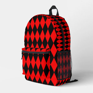 Rot-schwarzes Harlekin-Diamantenkontrollfeld-Desig Bedruckter Rucksack