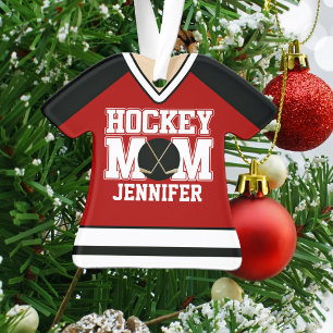 Rot/Schwarzes individuelles Hockey-Mutter-Trikot Ornament