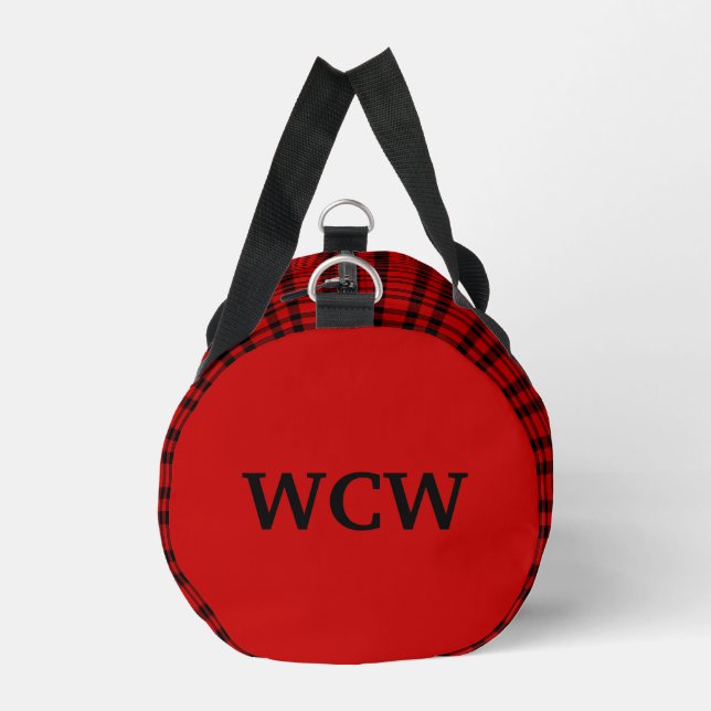 Rot-schwarzes Karo-Personalisierungsmuster Klein Duffle Bag (Links)