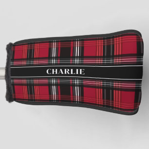 Rot-schwarzes Karomuster mit individuellem Namen Golf Headcover
