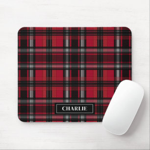 Rot-schwarzes Karomuster mit individuellem Namen Mousepad