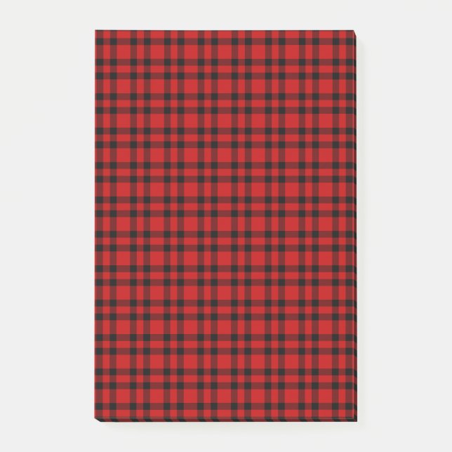 Rot-schwarzes Karomuster Post-it Klebezettel (Vorderseite)