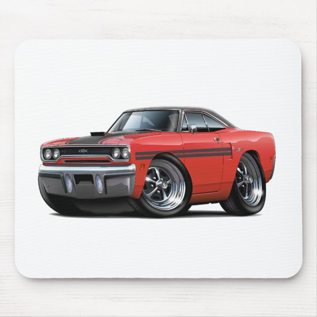Rot-Schwarzes Spitzenauto 1970 Plymouths GTX Mousepad (Vorne)