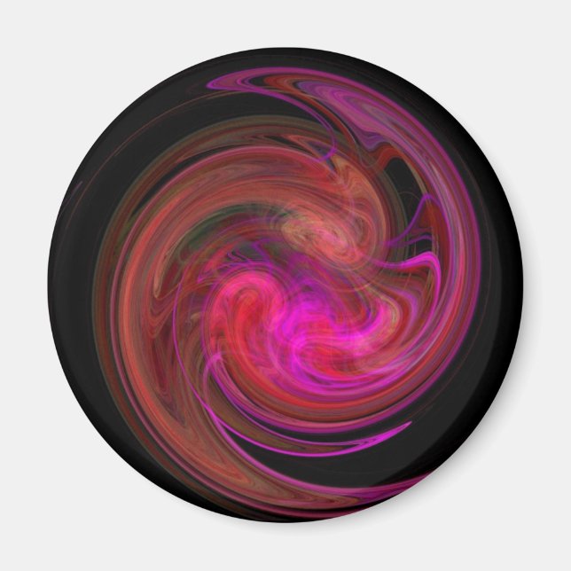 ROT SCHWARZPINK LICHT VORTEX, Fraktal Art Magnet (Vorne)