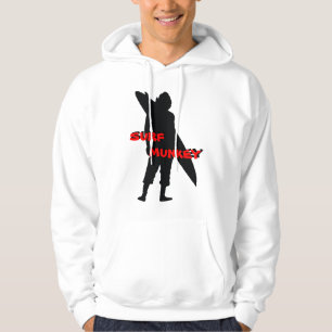 Rot - Shortboarder Silhouette mit dem Hängen von Hoodie