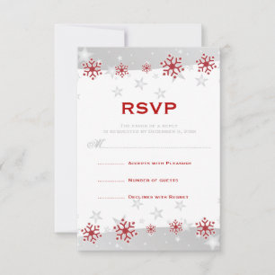 Rot-Silber-Schneeflocken-Hochzeit RSVP