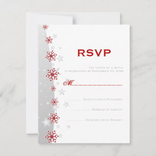 Rot-Silber-Schneeflocken-Hochzeit RSVP