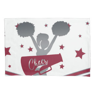 Rot & Silber Sterne Cheer Cheer-leading Mädchen Kissenbezug