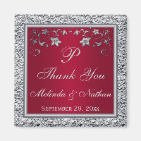 Rot, silberne IMITATE florale Gastgeschenk Hochzei