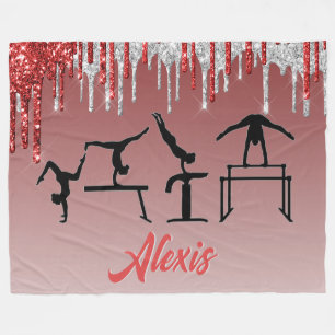 Rot-silberner Glitter-Drip-Ombre-Fleece-Decke Fleecedecke