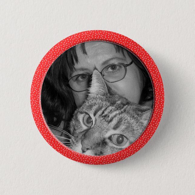 Rot sprenkelt Rahmen Button (Vorderseite)