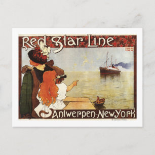 Rot-Star-Line-Kreuzfahrten nach New York Werbeplak Postkarte