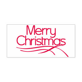 Rot stilisiert Frohe Weihnachten und gewellte Lini Permastempel