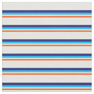 Rot, Tan, Deep Sky Blue, Midnight Blue und White Stoff