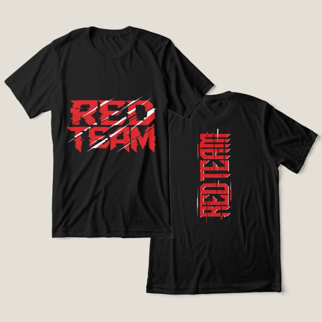 Rot-Team-Glitch-Cyber-Taktik-T-Shirt Tri-Blend Shirt (Design vorne & hinten)