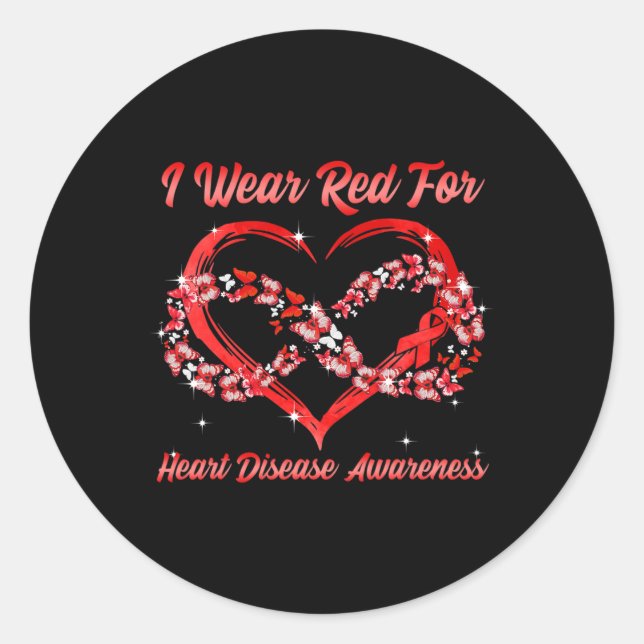 Rot tragen für Herzerkrankungen Aufklärung Herzsti Runder Aufkleber (Vorderseite)