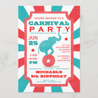 Rot | Türkisches Karneval Party Big Top Geburtstag Einladung