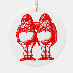 Rot Tweedle Dee u. Tweedle Dum Keramik Ornament