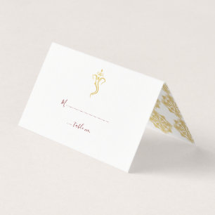 Rot u. Gold Ganesha u. Mehndi Wedding Tischnummer Visitenkarten