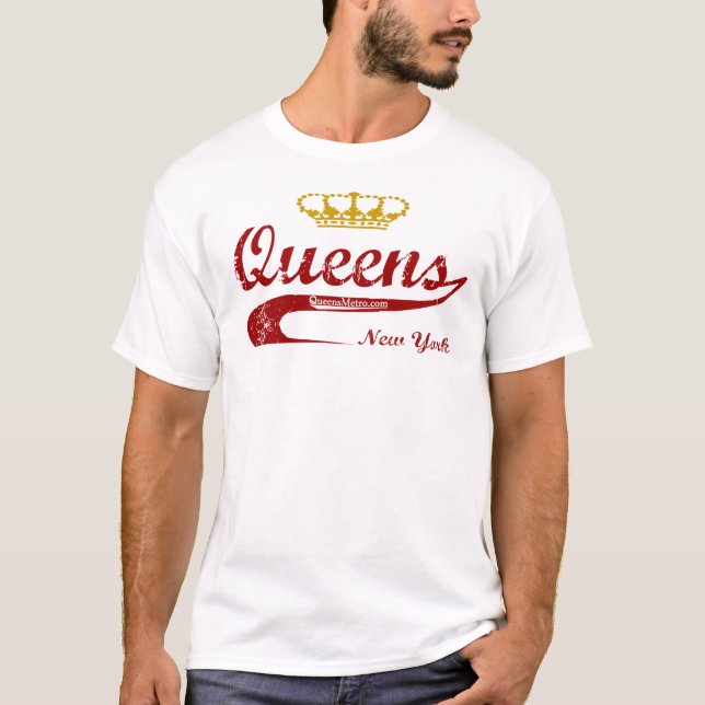 Rot u. Gold - Queens, New York City NYC T-Shirt (Vorderseite)