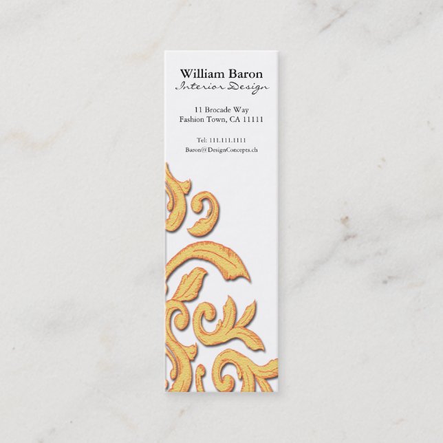 Rot u. Goldbarocker Damast-elegante Visitenkarte (Vorderseite)