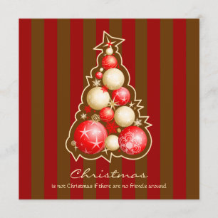 Rot u. Goldblasen-Weihnachtsbaum Einladung