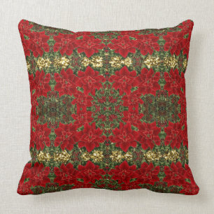 Rot u. Goldpoinsettia-Muster-Wurfs-Kissen Kissen