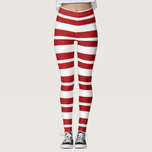 Rot u. Weiß Stripes festliches Leggings