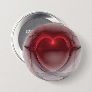 Rot umrissenes seidiges Schwarzweiss des Herz-  Button