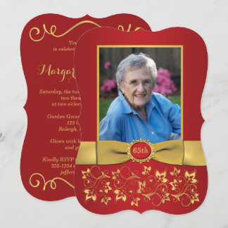 Rot und 65. Foto Geburtstag Einladung