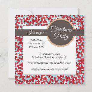 Rot und Aqua Polka dotiert Weihnachtsgebäck Party Einladung