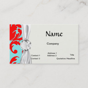 Rot und Aqua schöne formale Damast Visitenkarte