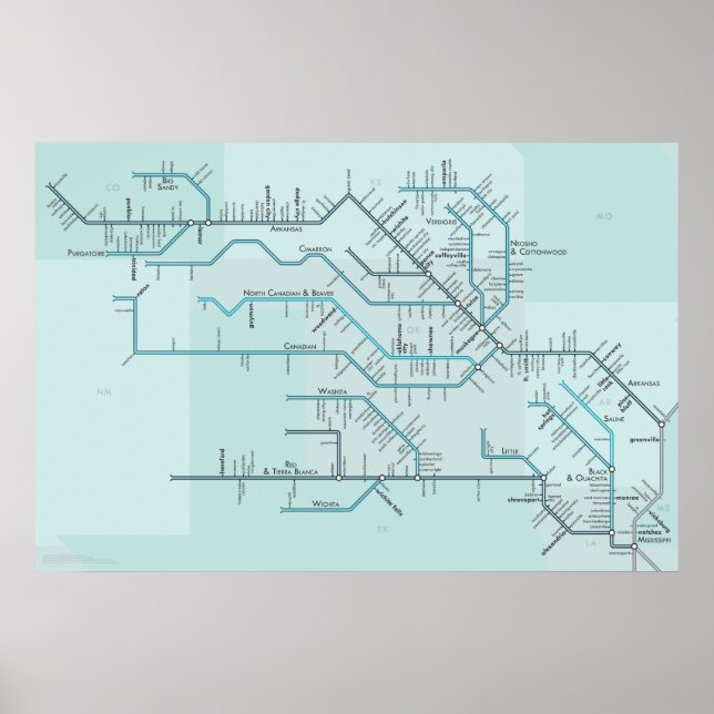 Rot und Arkansas Flüsse 30" x 20" Poster (Vorne)