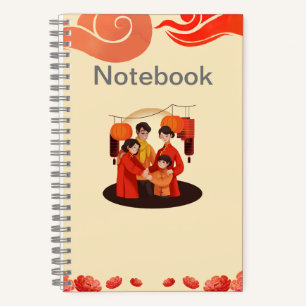 Rot und Beige 5.5" x 8.5" Spiralbuchse Notizbuch